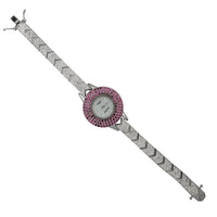 Zirkónové ružové a biele hodinky PWC (strieborné)