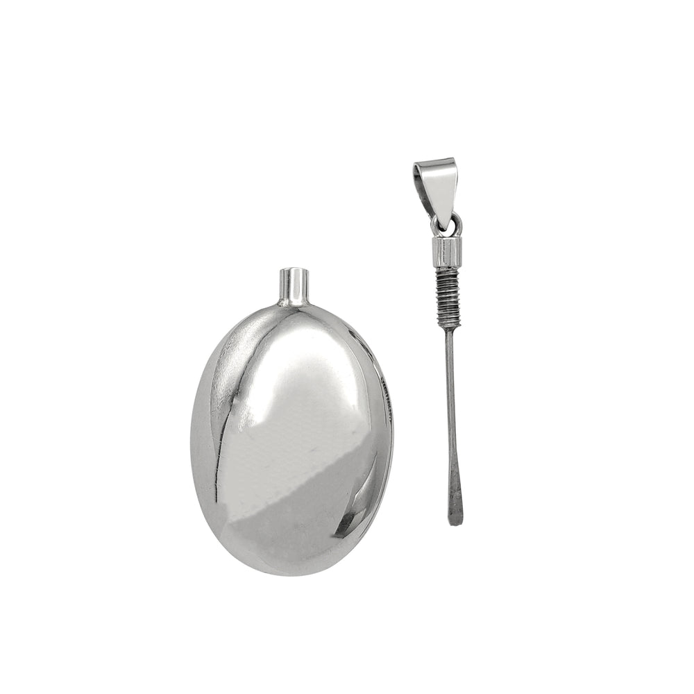 Glossy Circle of Life Oval Urn Pendant (Silver)