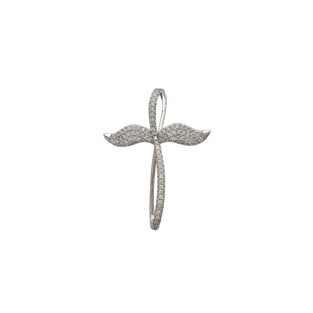 Zirconia Winged Swift Cross Slide Pendant (Silver)
