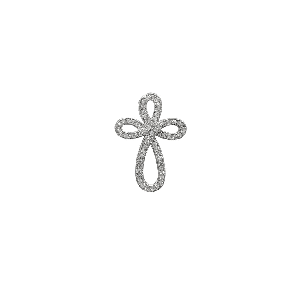 Zirconia Milgrain Cross Slide Pendant (Silver)