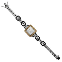Garnet & Yellow Zirconia Square Watch (Silver)