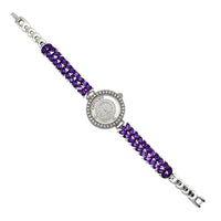 紫色氧化锆浮石手表（银）