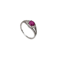 Ruby Split Shank Zirconia Accent Ring (Silver)