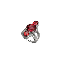Red Cz Cocktail Ring (Silver)