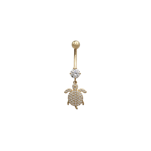 Body Jewelry Turtle Hanging CZ Barbell Piercing (14K)