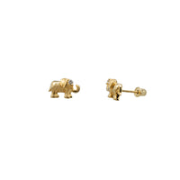 Zirconia Glossy Elephant Stud Earrings (14K)