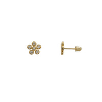 Zirconia Milgrain Flower Stud Earrings (14K)