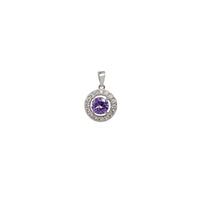 Zirconia Color Stone Halo Round Pendant (Silver)