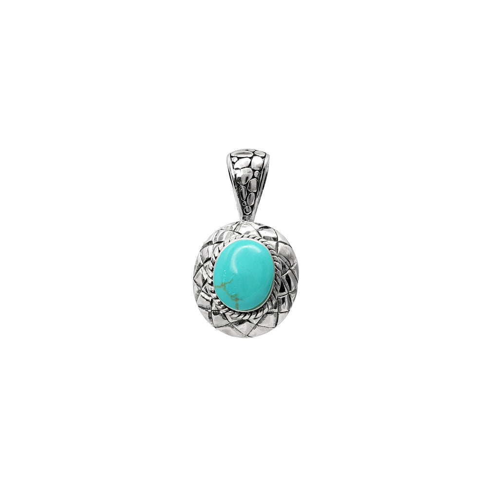 Howlite Antique-Finish Oval Cabochon Pendant (Silver)