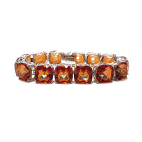 Zirconia Orange Mystic Color Radiant-Shape Bracelet (Silver)