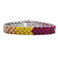 Zirconia Oval Multicolor Bracelet (Silver)