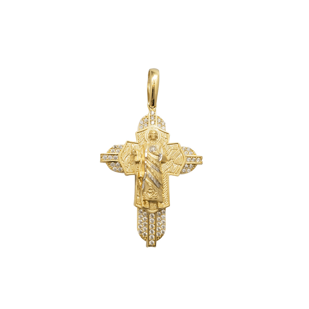 Zirconia Saint Jude Cross Pendant (14K)