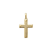 Zirconia Puffy Mesh-Back Cross Pendant (14K)