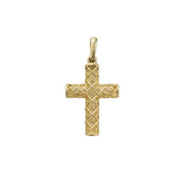 Zirconia Puffy Mesh-Back Cross Pendant (14K)