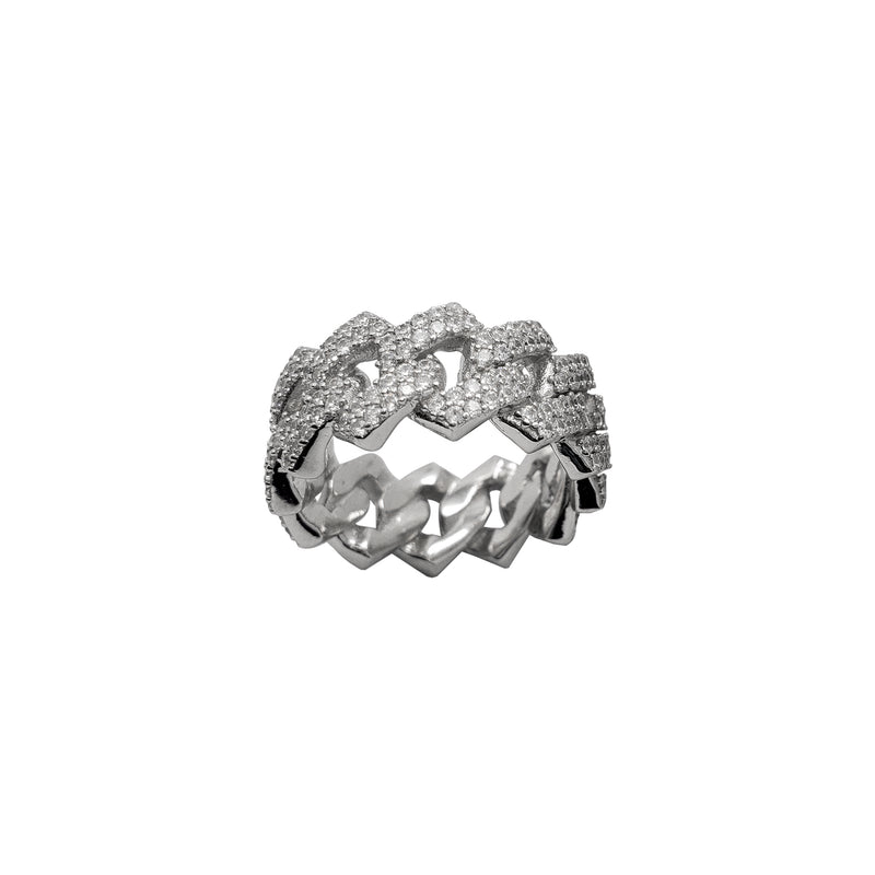 Zirconia Edged Cuban Ring (Silver)