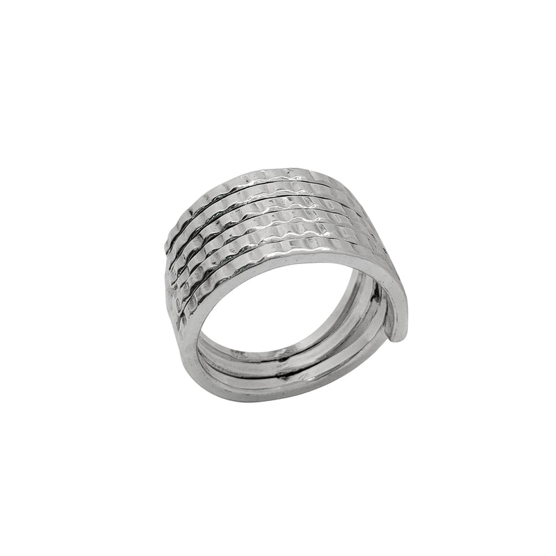 Glossy Semanario Six-Row Ring (Silver)