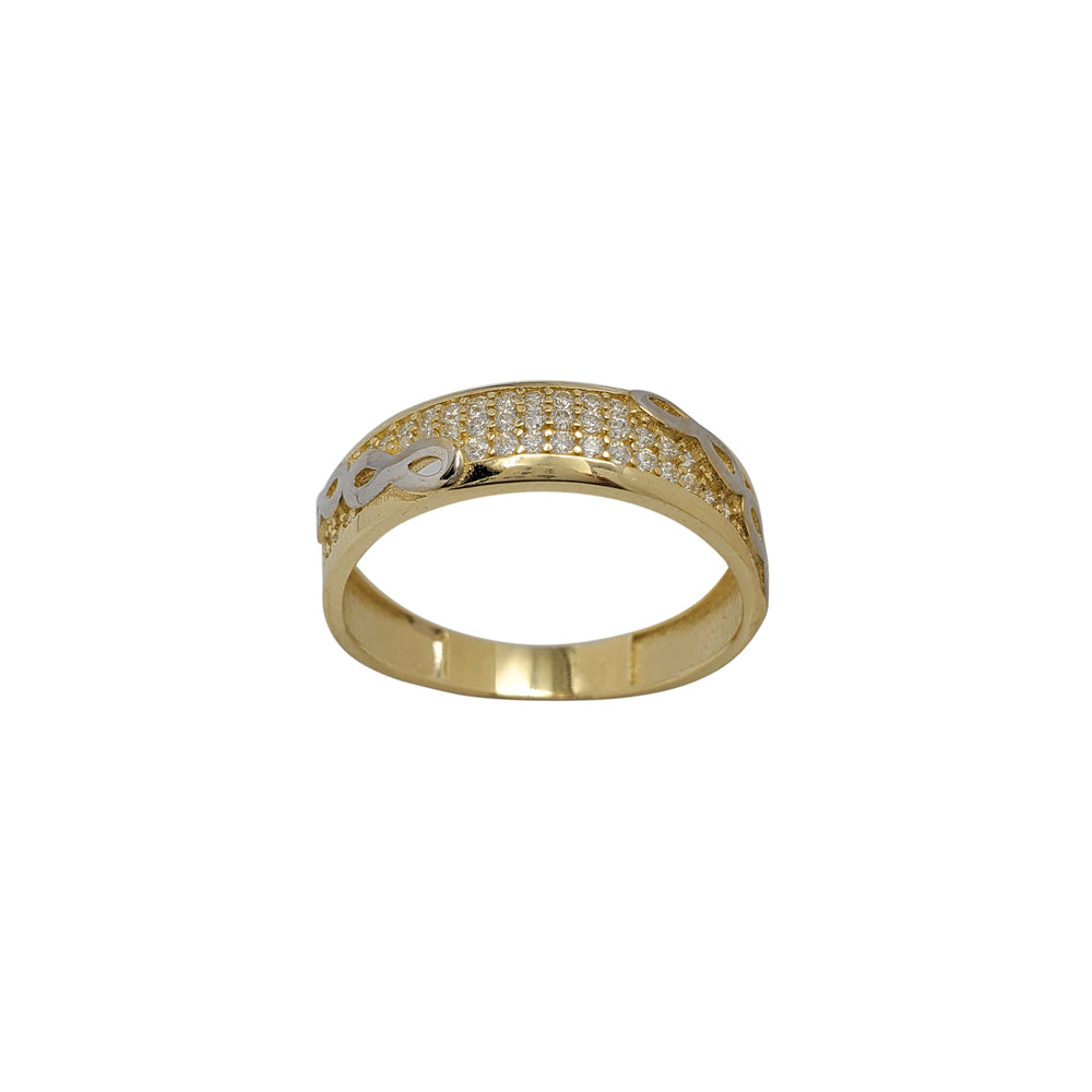 Zirconia Two-Tone Pave Chained Ring (14K)