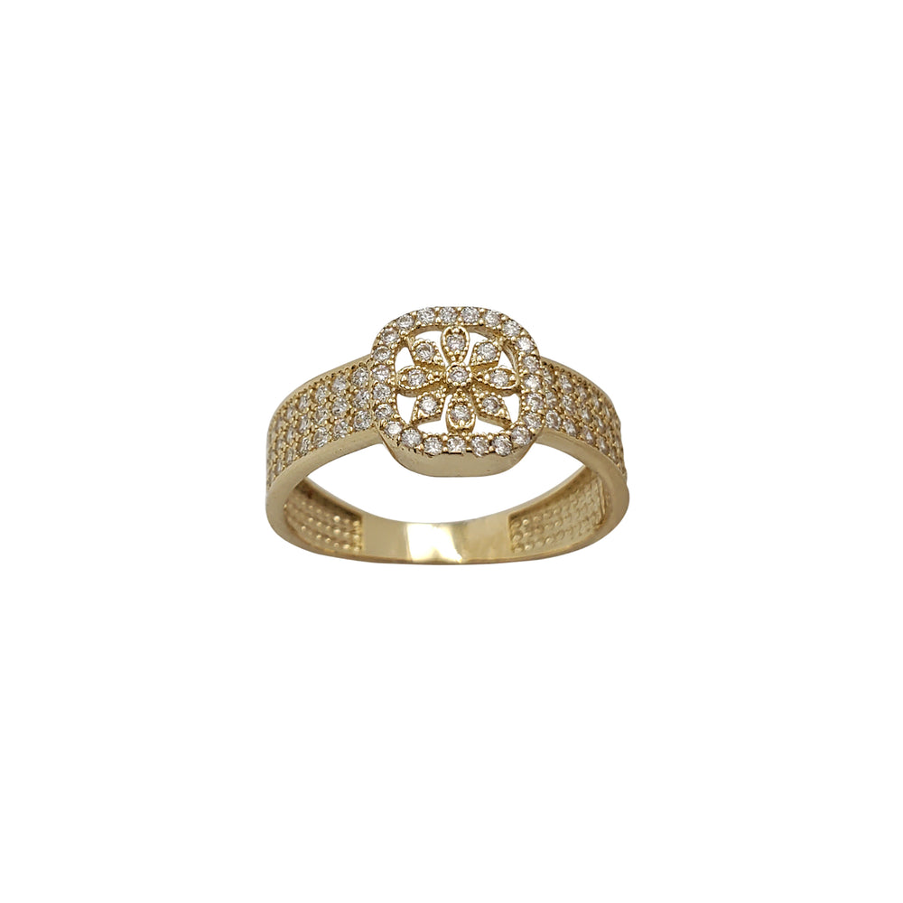Zirconia Icy Flower Belt Ring (14K)