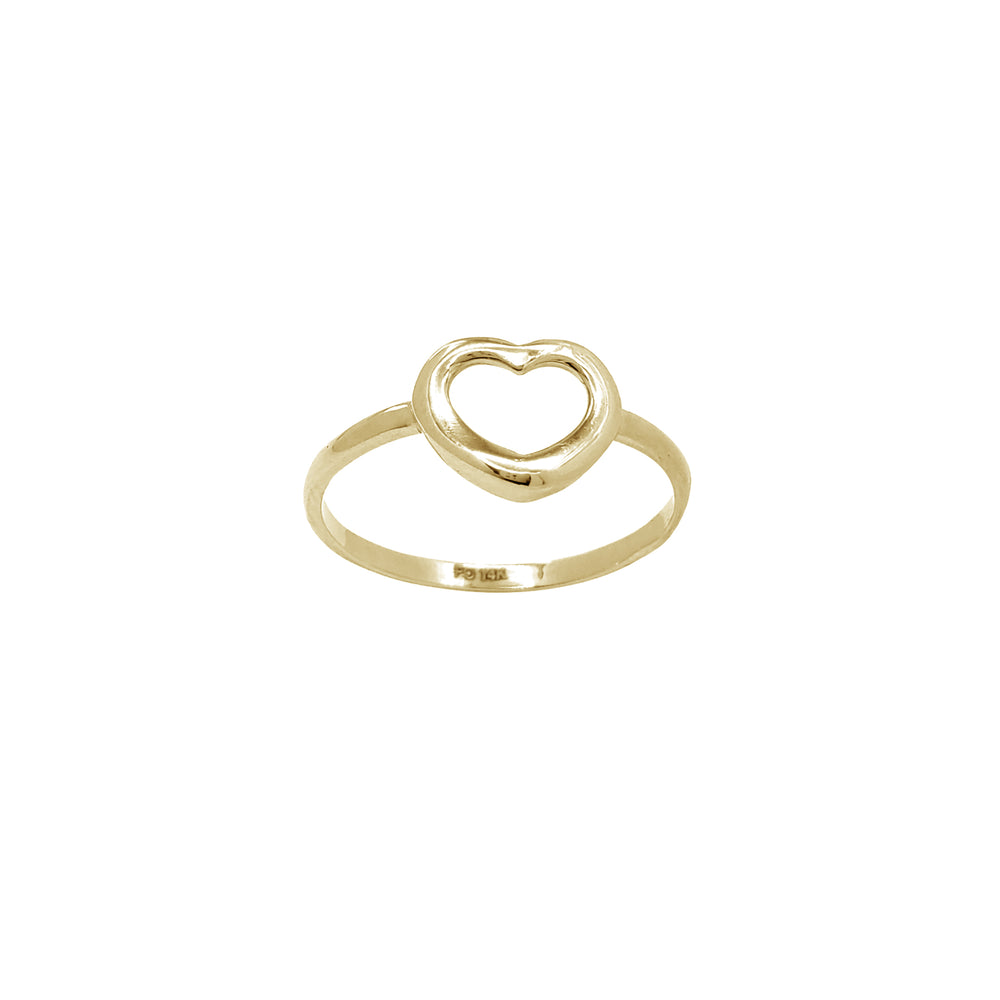 Glossy Outlined Heart Halo Ring (14K)