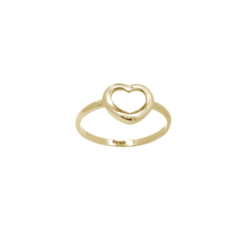 Glossy Outlined Heart Halo Ring (14K)