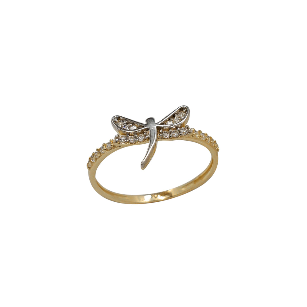 Zirconia Two-Tone Dragonfly Ring (14K)