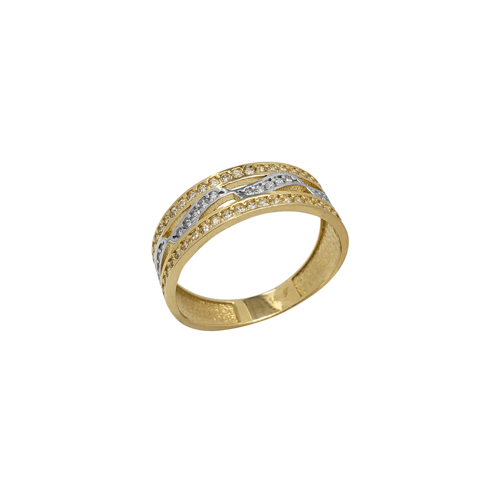Zirconia Wavy Pattern Band Ring (14K)