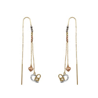 Tricolor Quinceanera Ear Threads Dangling Drop Earrings (14K)