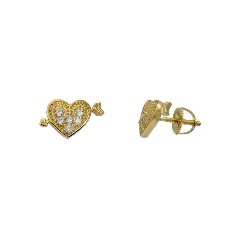 Zirconia Heart & Arrow Yellow Stud Earrings (Silver)