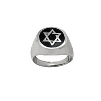 Черен емайлиран пръстен със звезда на Давид (сребро)