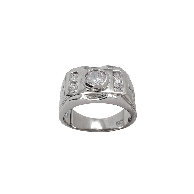 Zirconia Bezel Signet Ring (Silver)