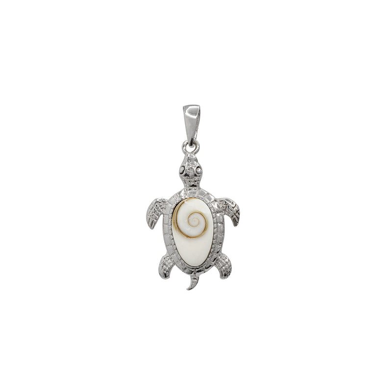 Textured Turtle Shiva Eye Shell Pendant (Silver)