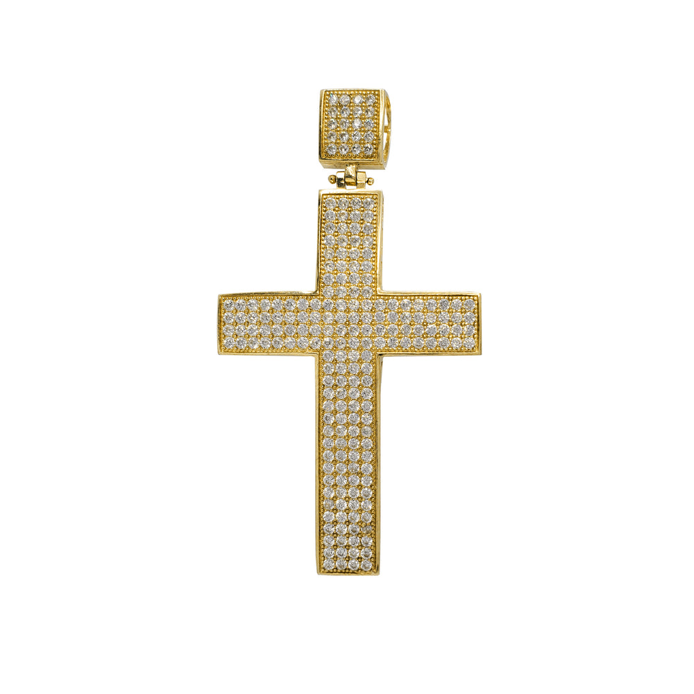 Iced-Out Convex Cross Pendant (10K)