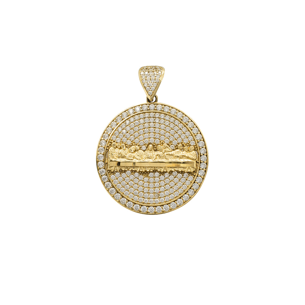 Zirconia Pave Last Supper Medallion Pendant (10K)
