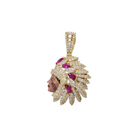 Zirconia & Enamel Indian Chief Head Pendant (14K)