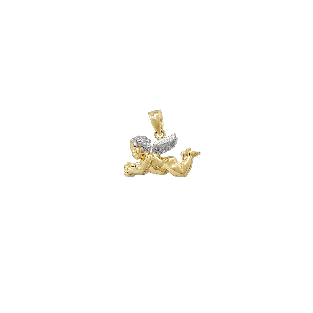 Two-Tone Baby Angel Cherub Pendant (14K)