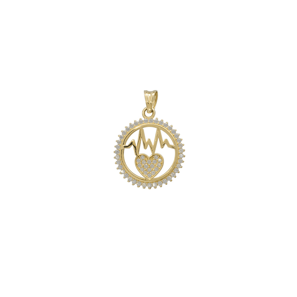 Zirconia Halo Heart Beat Pendant (14K)