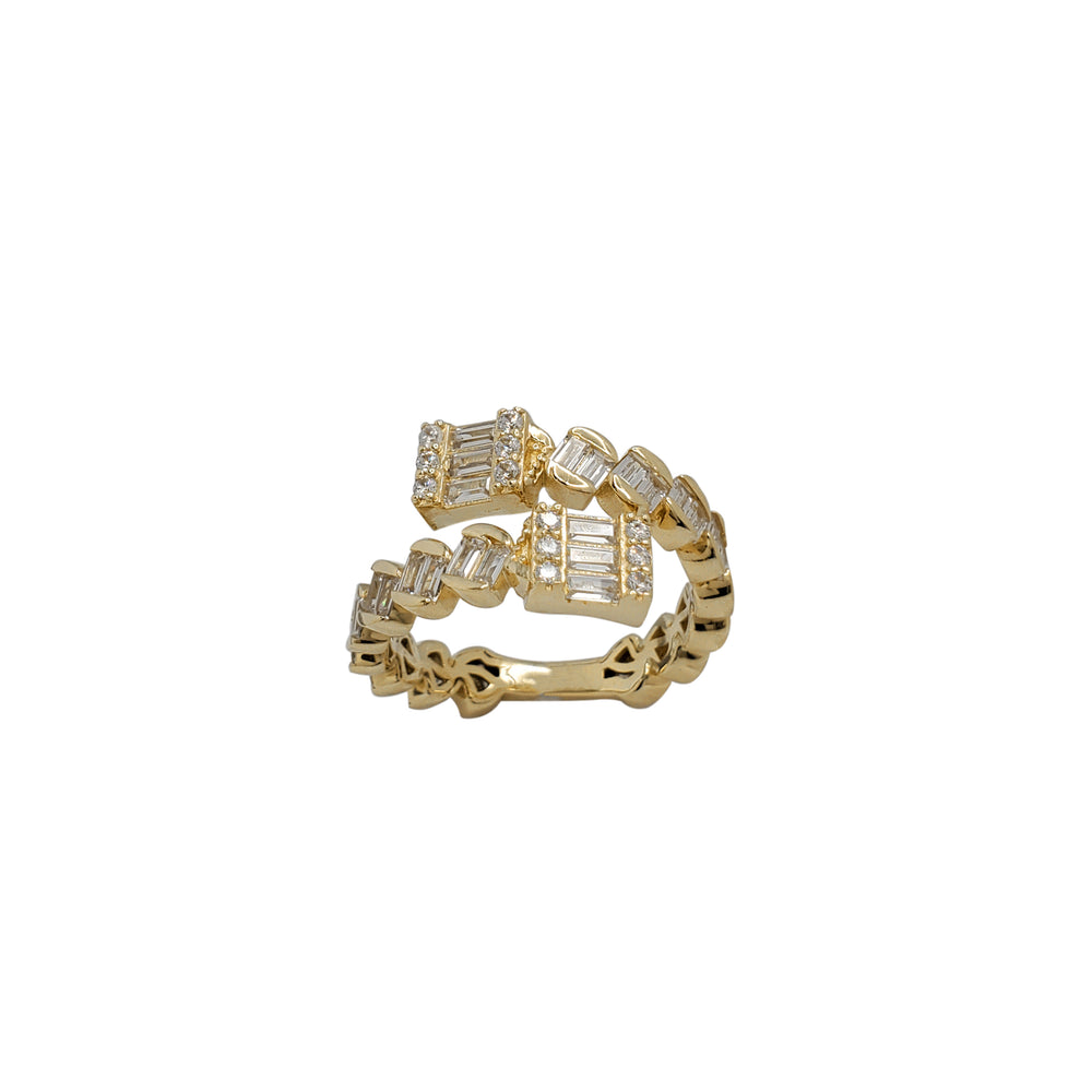 Icy Semi-Bezel Baguettes & Round Bypass Ring (14K)