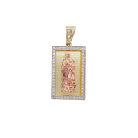 Tricolor CZ Virgin Mary Rectangle Pendant (14K)