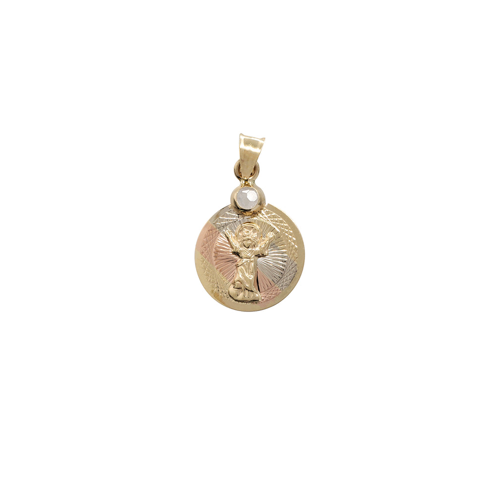 Tricolor CZ Divine Child Pendant (14K)
