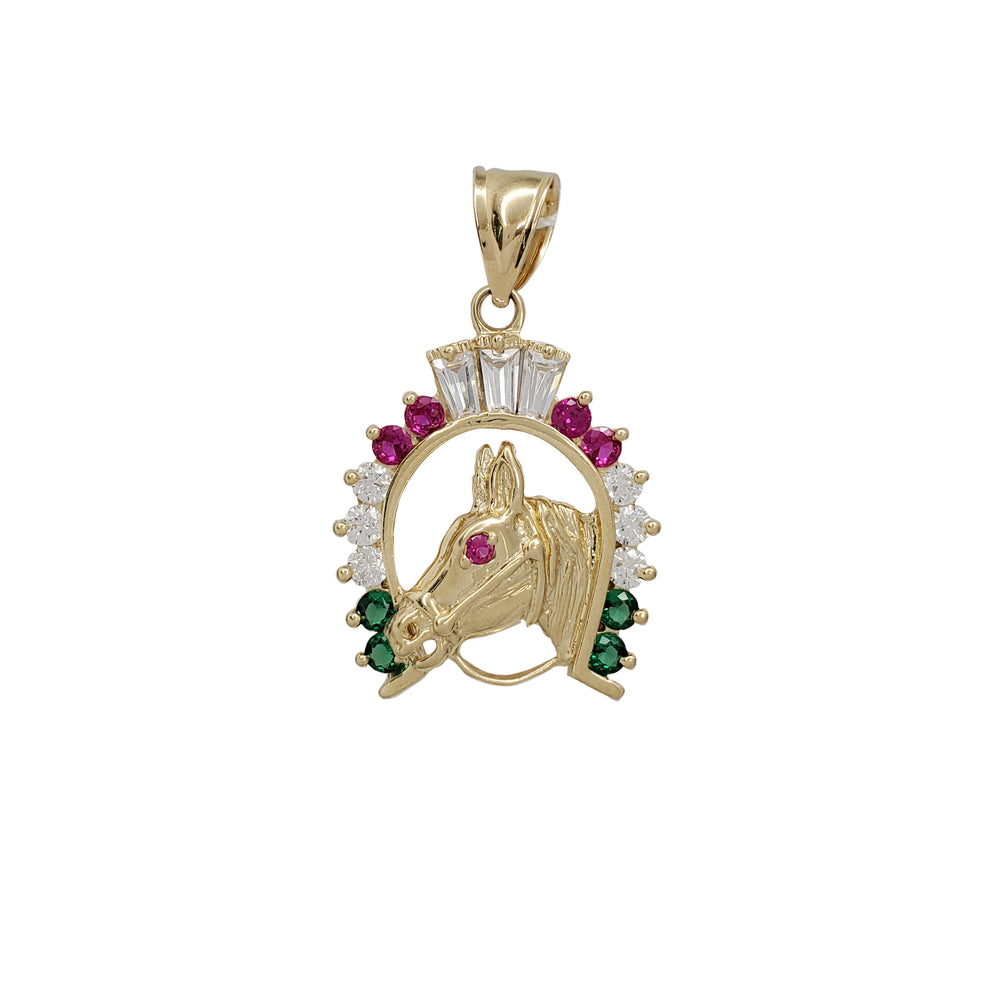 Horseshoe & Horse Pendant (14K)