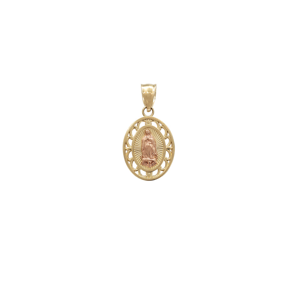 Two-Tone Virgin Mary Oval Pendant (14K)