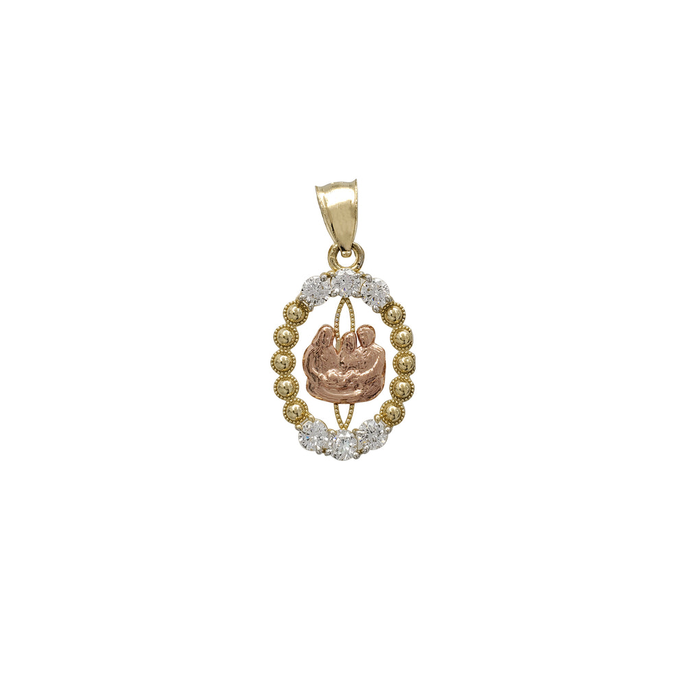 Zirconia Tricolor Holy Family Pendant (14K)