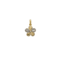 Zirconia Two-Tone Flower Pendant (14K)