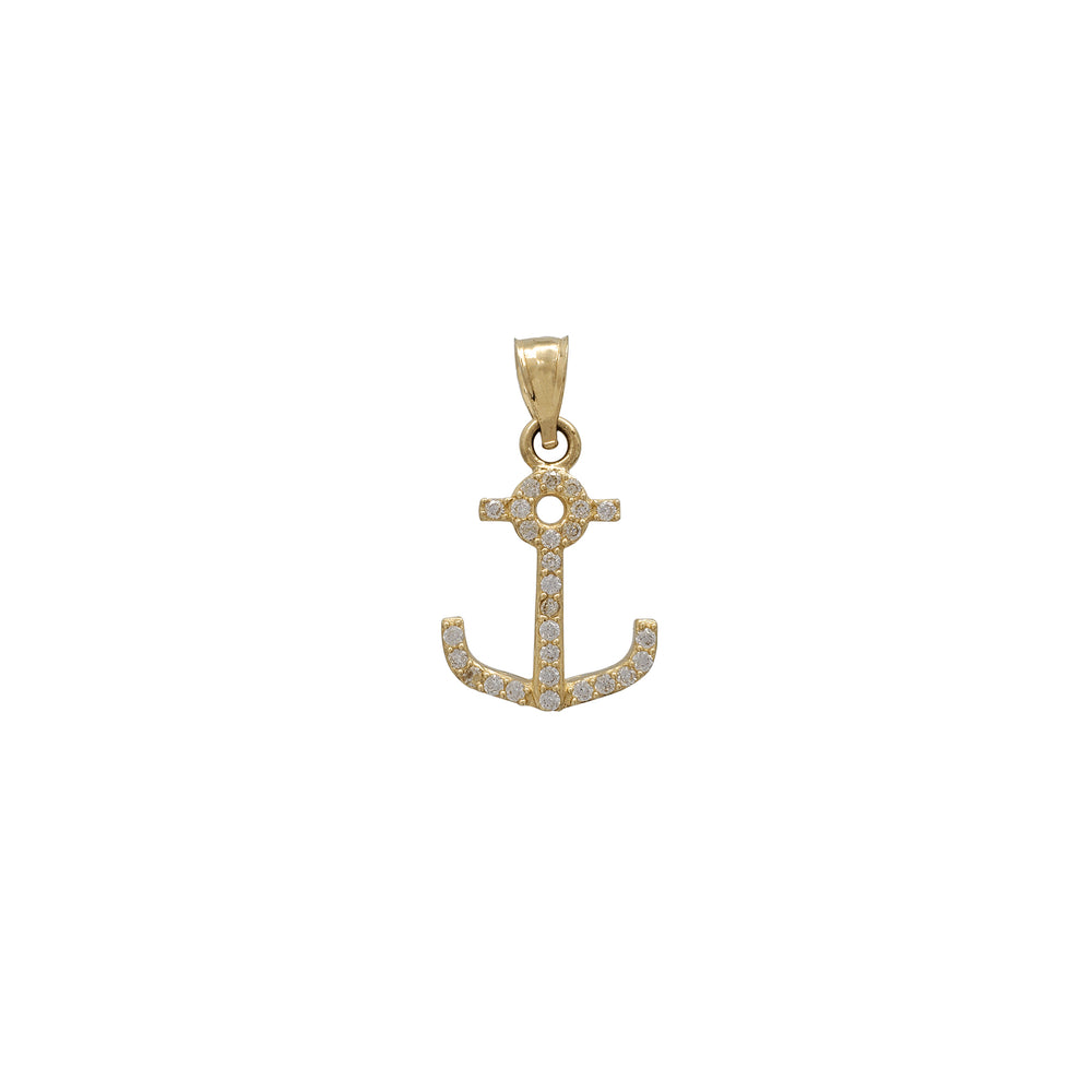 Zirconia Anchor Pendant (14K)