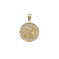 Zirconia Round Rope Frame Praying Hands Pendant (14K)