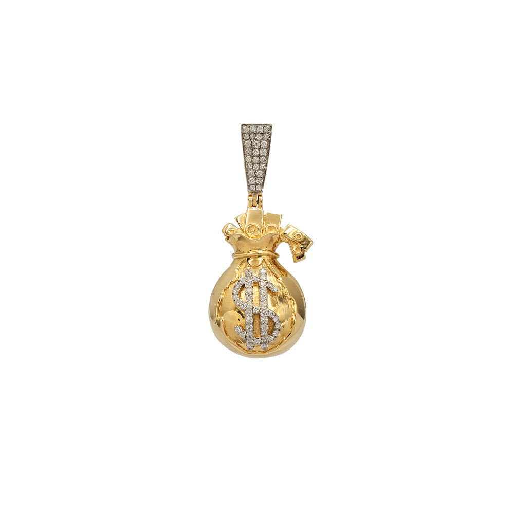 Diamond Money Bag w/ Dollar Sign Pendant (14K)