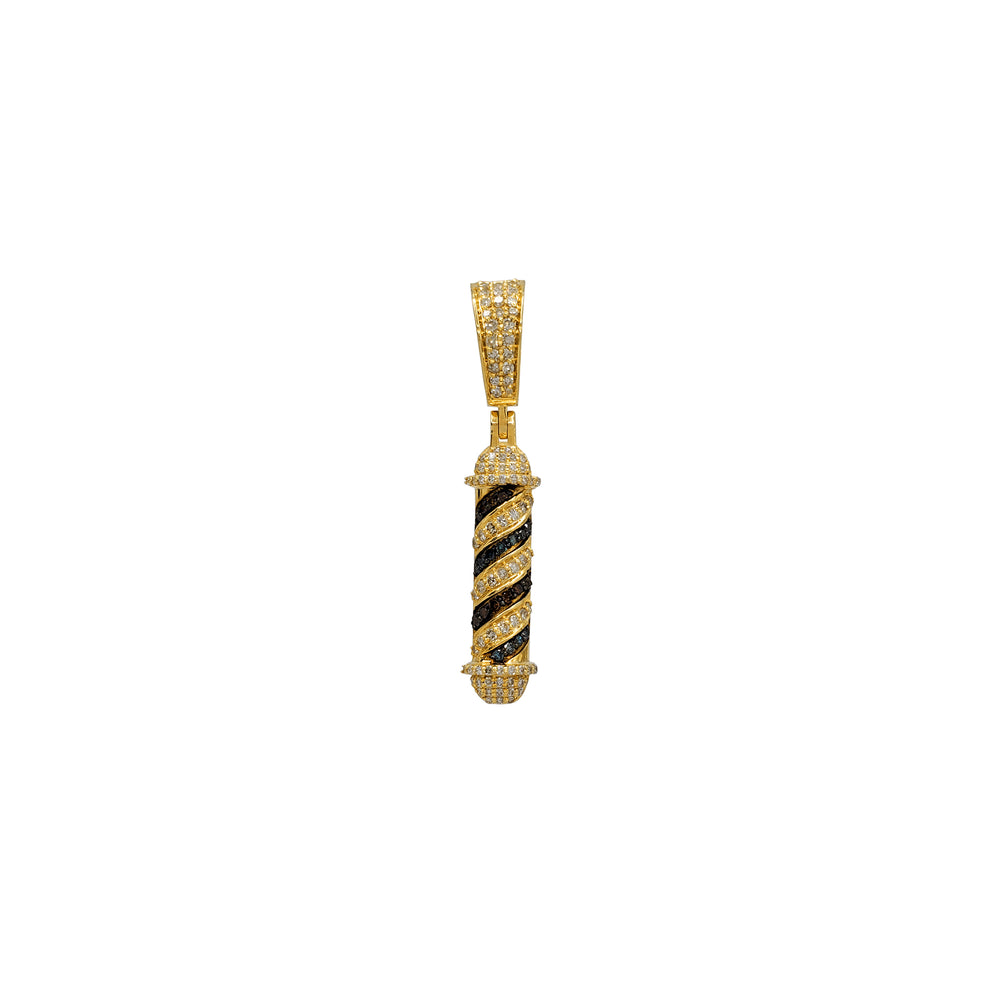 Diamond Iced-Out Barber Pole Pendant (14K)
