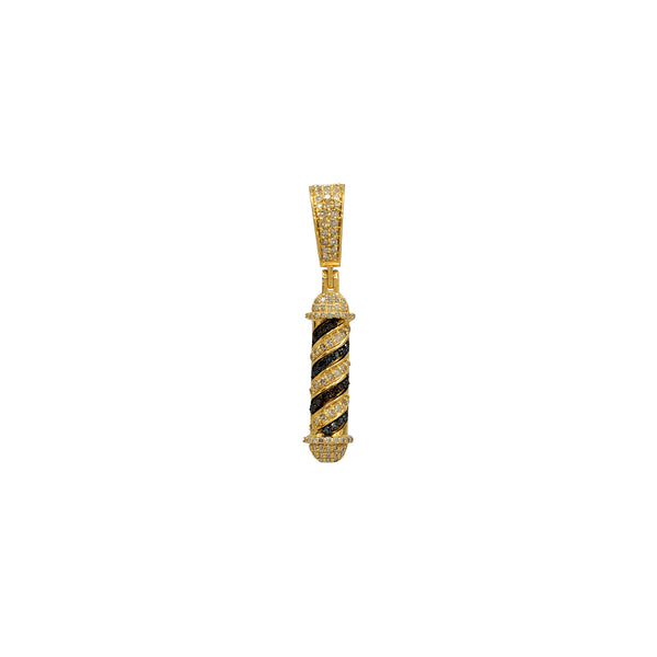 Diamond Iced-Out Barber Pole Pendant (14K)