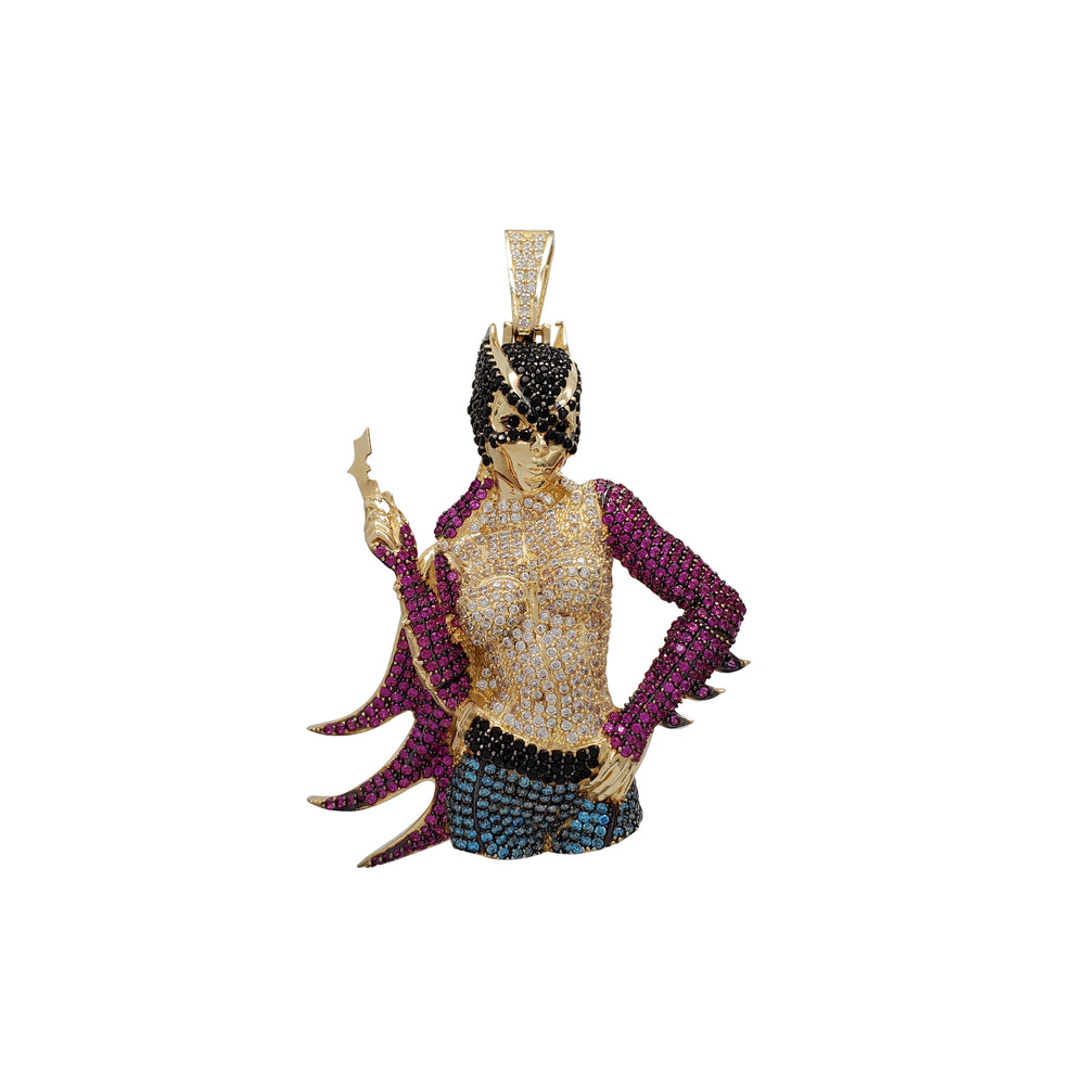 Iced-Out Batgirl Character Pendant (14K)