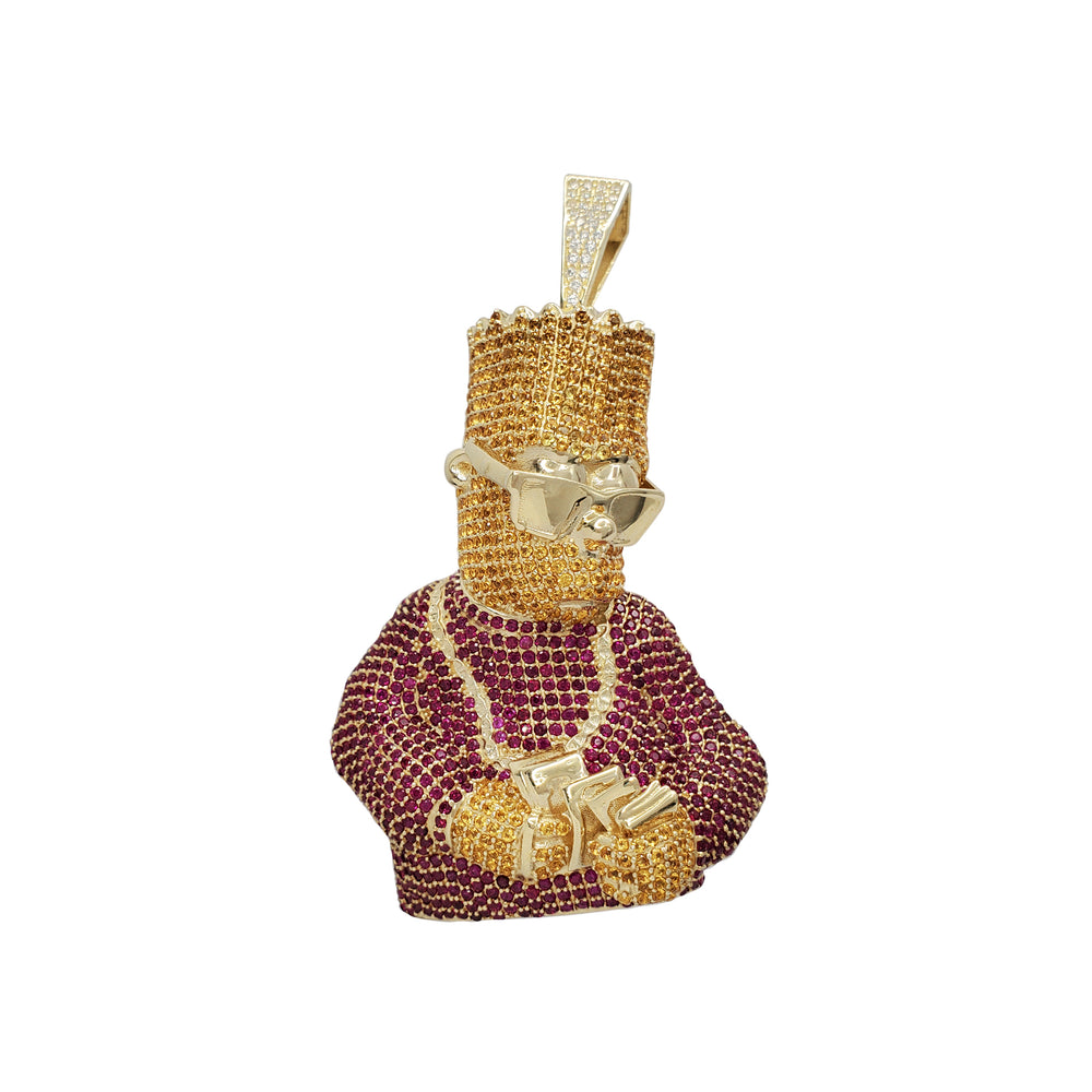 Iced-Out Bart Simpson Pendant (14K)